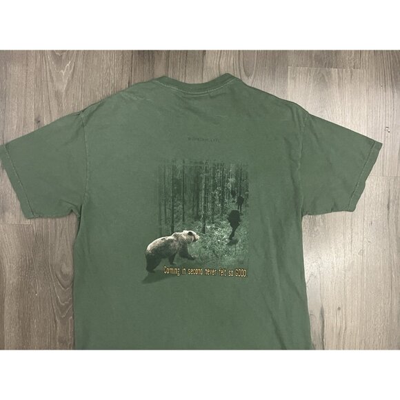 The Mountain T Shirt L Green Rocky Mountain National Park Y2k VTG Leather Tag - Picture 1 of 7